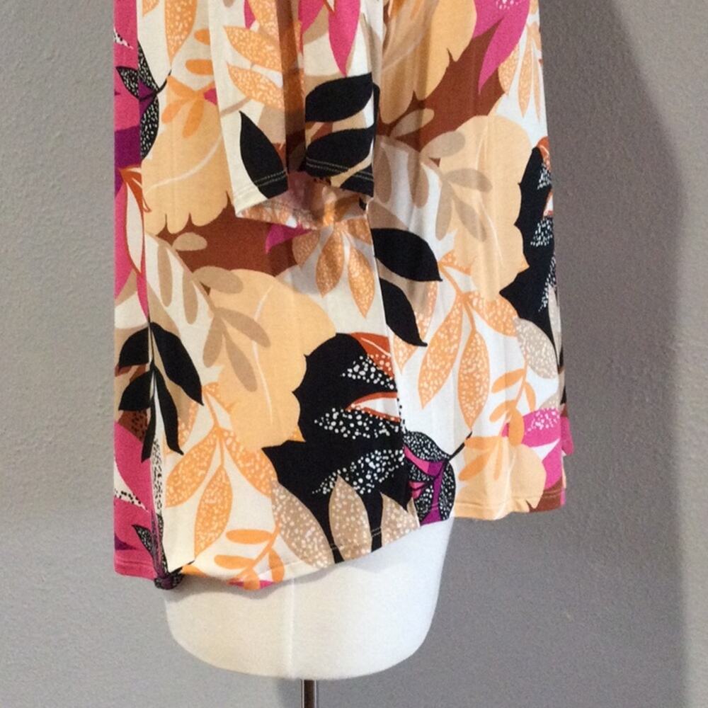 Apt 9 Multicolor Foliage Print Soft 3/4 Sleeve Tu… - image 6